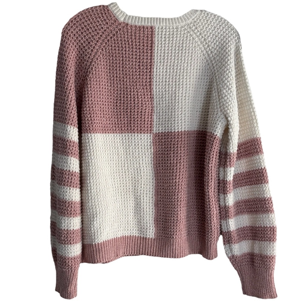 T TAHARI Chenille Color-Block Sweater in Ivory/Blush Size MED  — NEW WITH TAG!!! - Picture 3 of 7